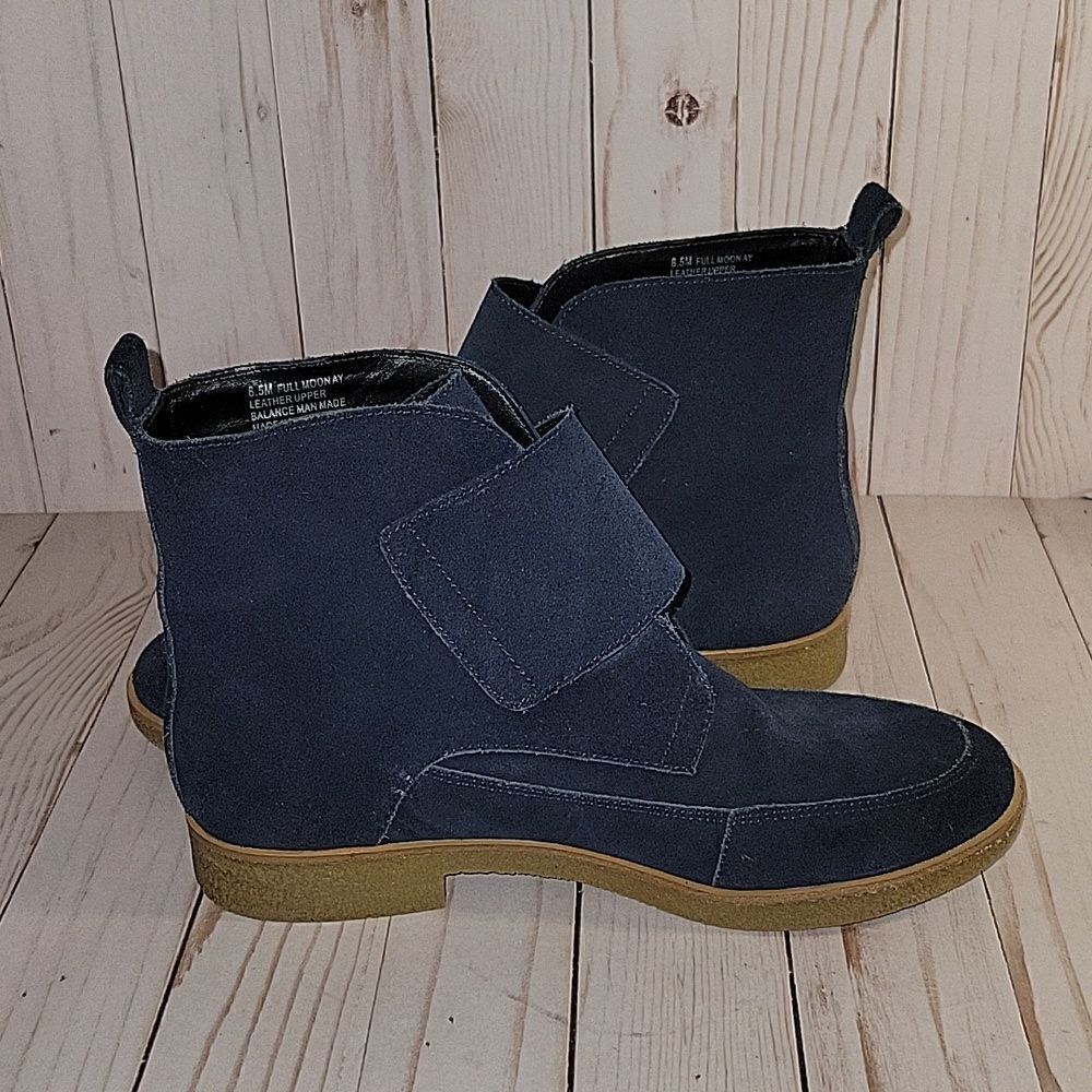 Aerosoles Full Moon Booties Boots Blue Suede leather Hook Loop Closure 8.5